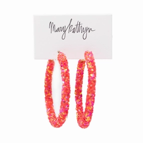 Coral Glitter Hoops Polygonal Jewelry Stunning Piece