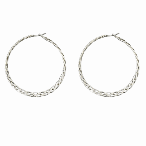 High Style Mark Steel Sterling Silver Handmade Woven Hoops