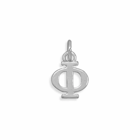 Greek Alphabet Letter Phi Charm Sterling Silver - Made in the USA Graceful Beauty Wedding Ready
