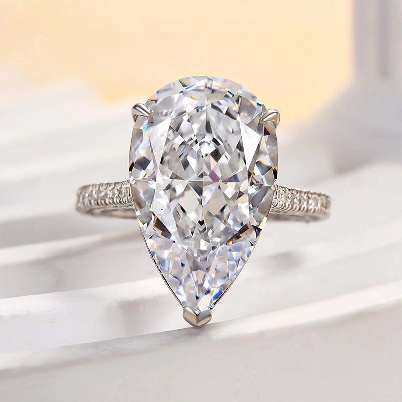 Fine Detail Glamour Accessory Louily Sparkle Crushed Ice Pear Cut Engagement Ring