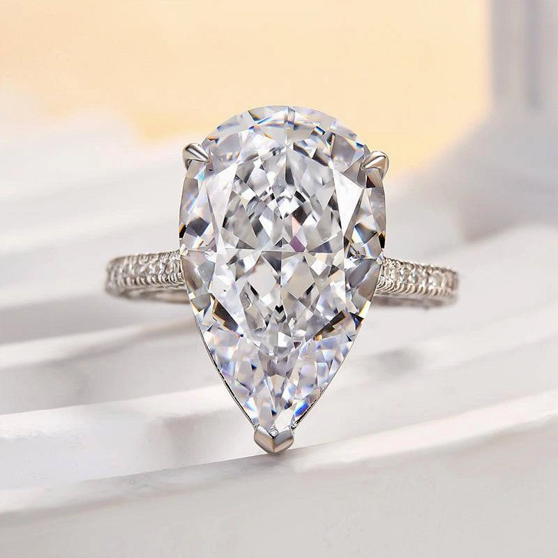 Finest Craft Louily Sparkle Crushed Ice Pear Cut Engagement Ring