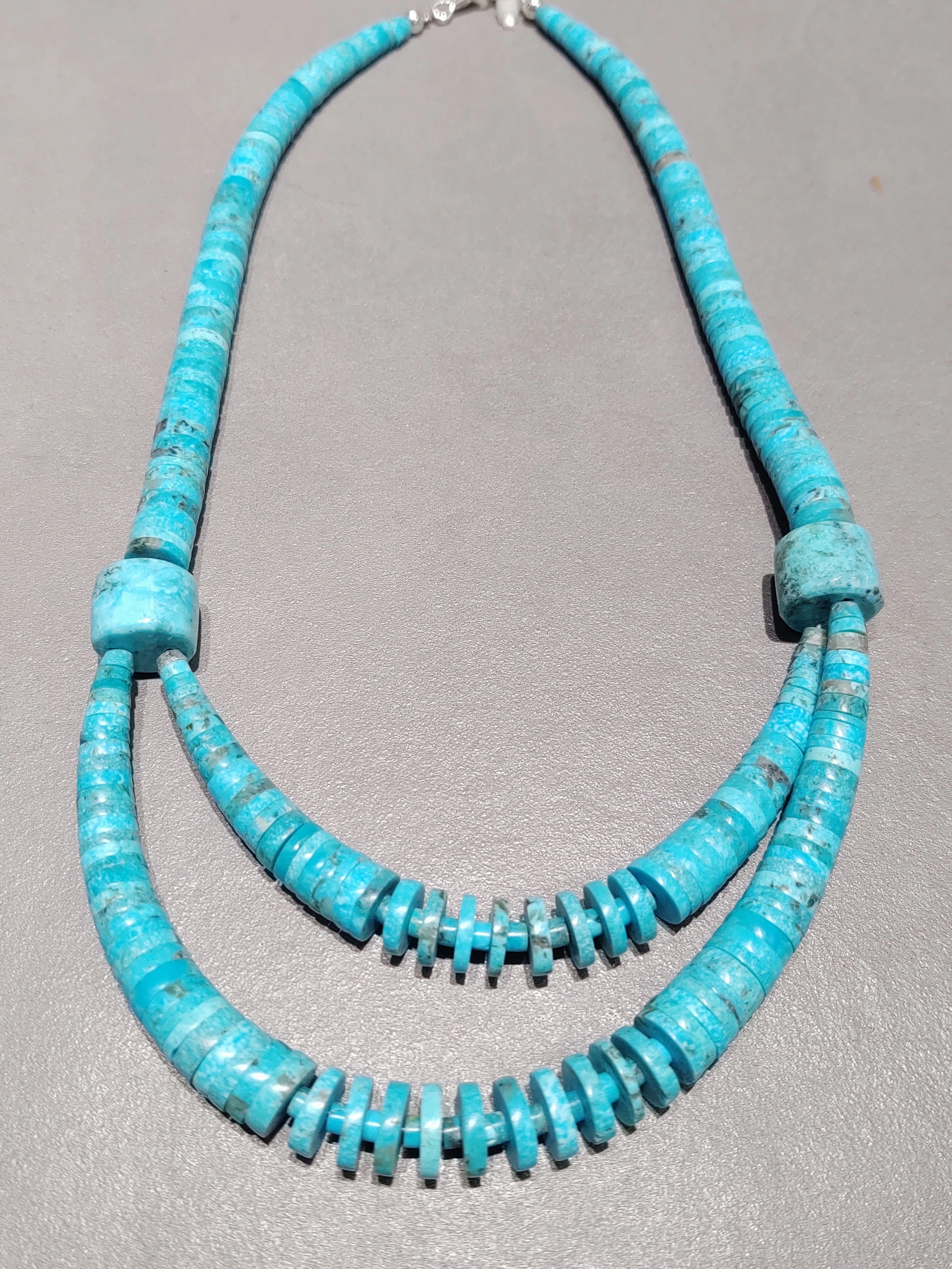 Cultural Touch Bright Highlight Lupe Lovato Kewa Kingman Turquoise Bob Necklace Handmade Native American