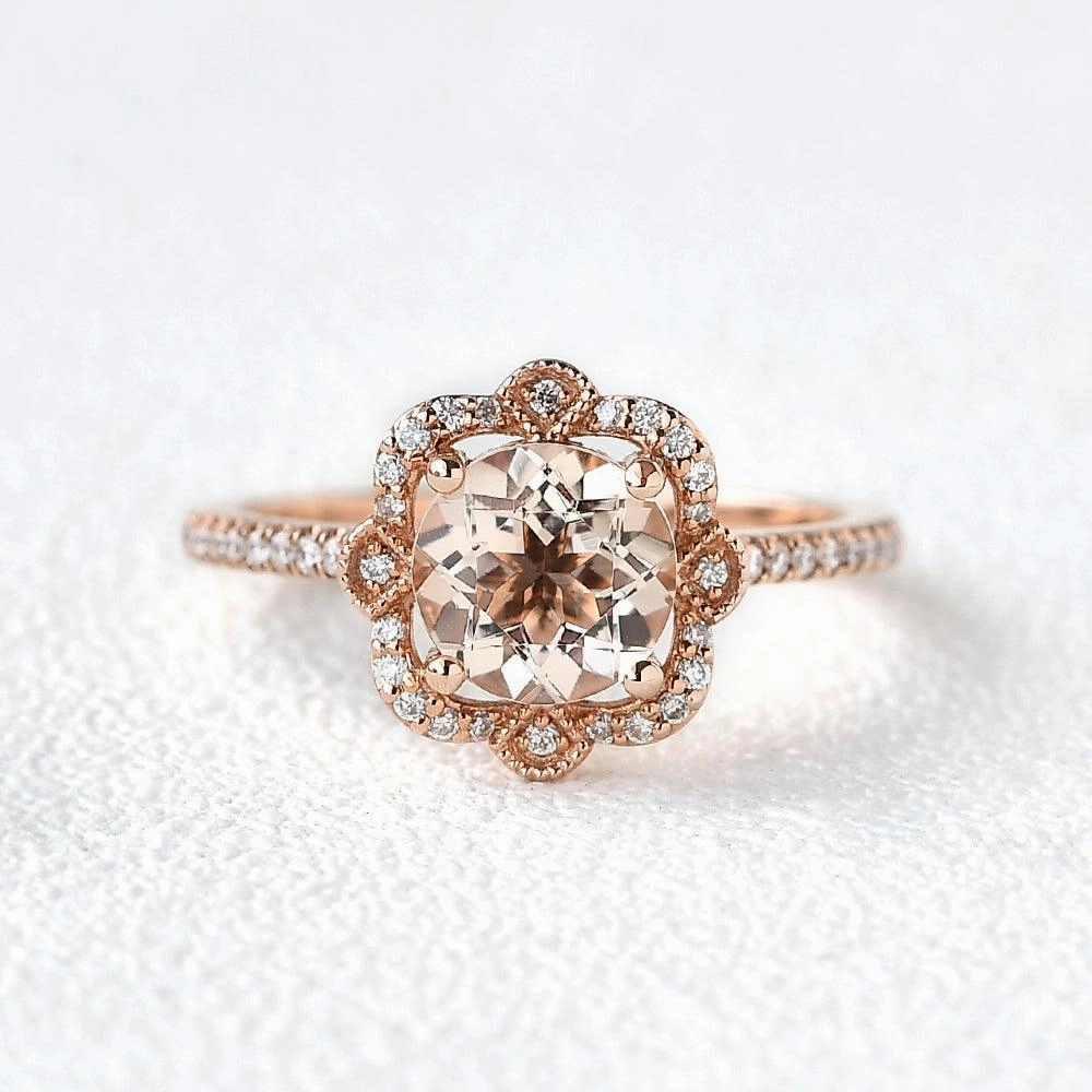 Crisp Lines Peachy Morganite Rose Gold Ring