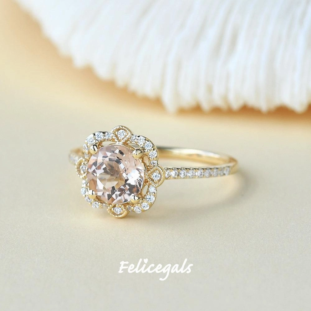 Fashionable Piece Evening Outfit Peachy Morganite Rose Gold Ring
