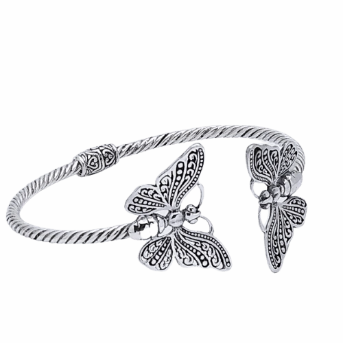 Sophisticated Shine Finest Craft Sterling Silver Butterfly Hinge Cuff