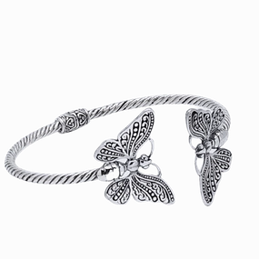 Sophisticated Shine Finest Craft Sterling Silver Butterfly Hinge Cuff