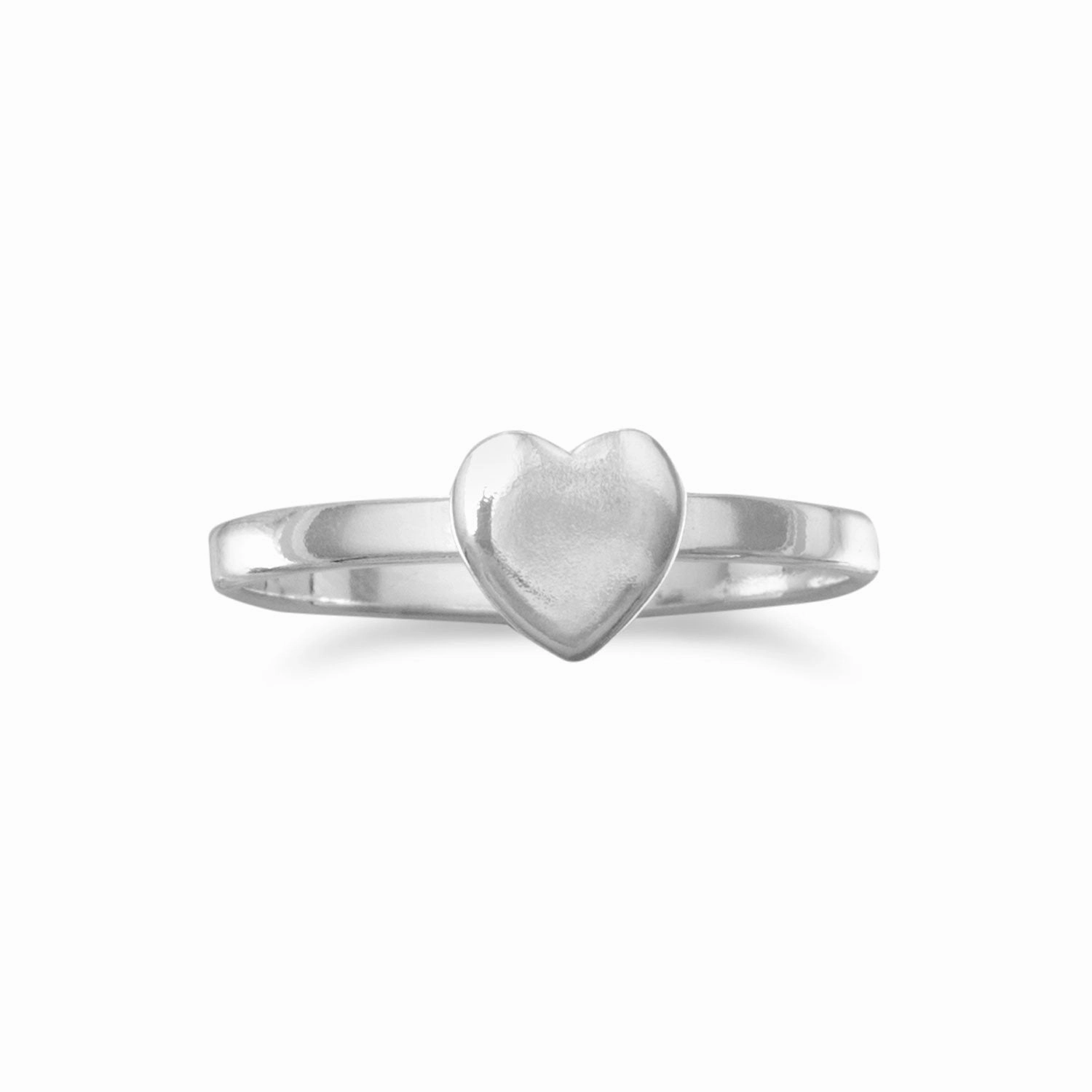 Heart Ring Polished Sterling Silver with 7mm Heart,  Sizes 3 to 9 Beautiful Article