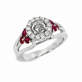 Handcrafted Jewelry Kirkland Jewelry Estate | 14K White Gold Diamond and Ruby Antique Ring
