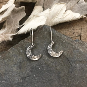 Crescent Moon Celestial Earrings - Silver Trendy Creation
