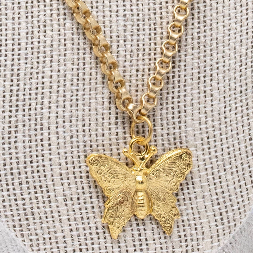 Matte Butterfly Necklace Artisan Ornament