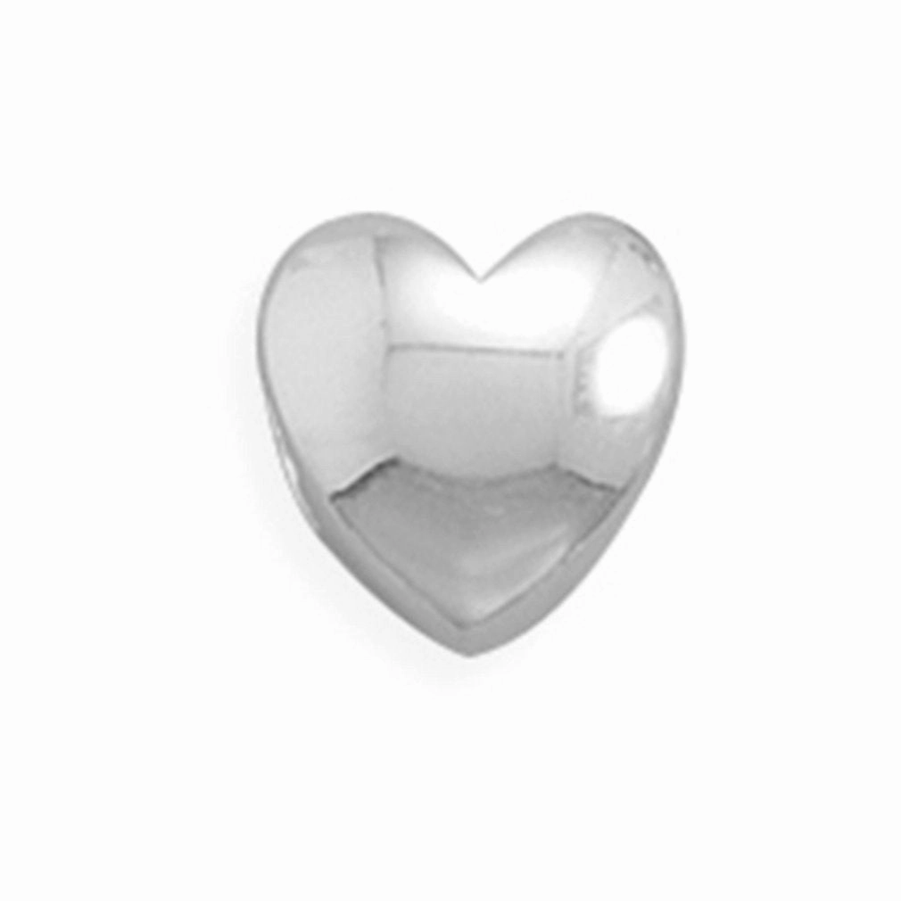 Polished Heart Story Bead Slide-on Charm Sterling Silver Retro Inspired