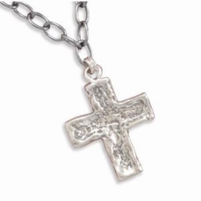 Chic Balance Elegant Glow Cross Necklace Link Chain with Textured Cross Pendant - Chain Included