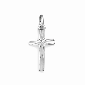 Office Wear Cross Pendant Necklace Diamond-cut Sterling Silver, Pendant Only