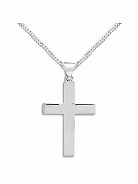 Dainty Shine Chic Day Cross Pendant Polished Sterling Silver Necklace - Chain Included