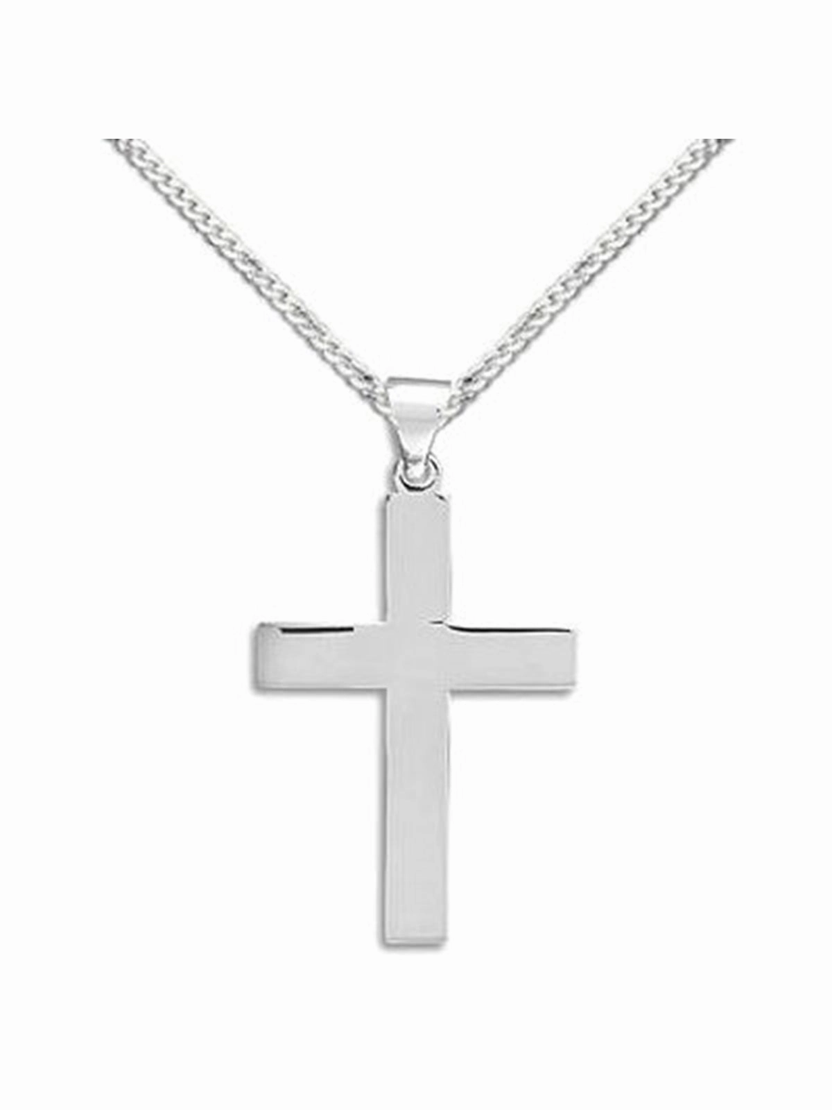 Delicate Layer Cross Pendant Polished Sterling Silver Necklace - Chain Included