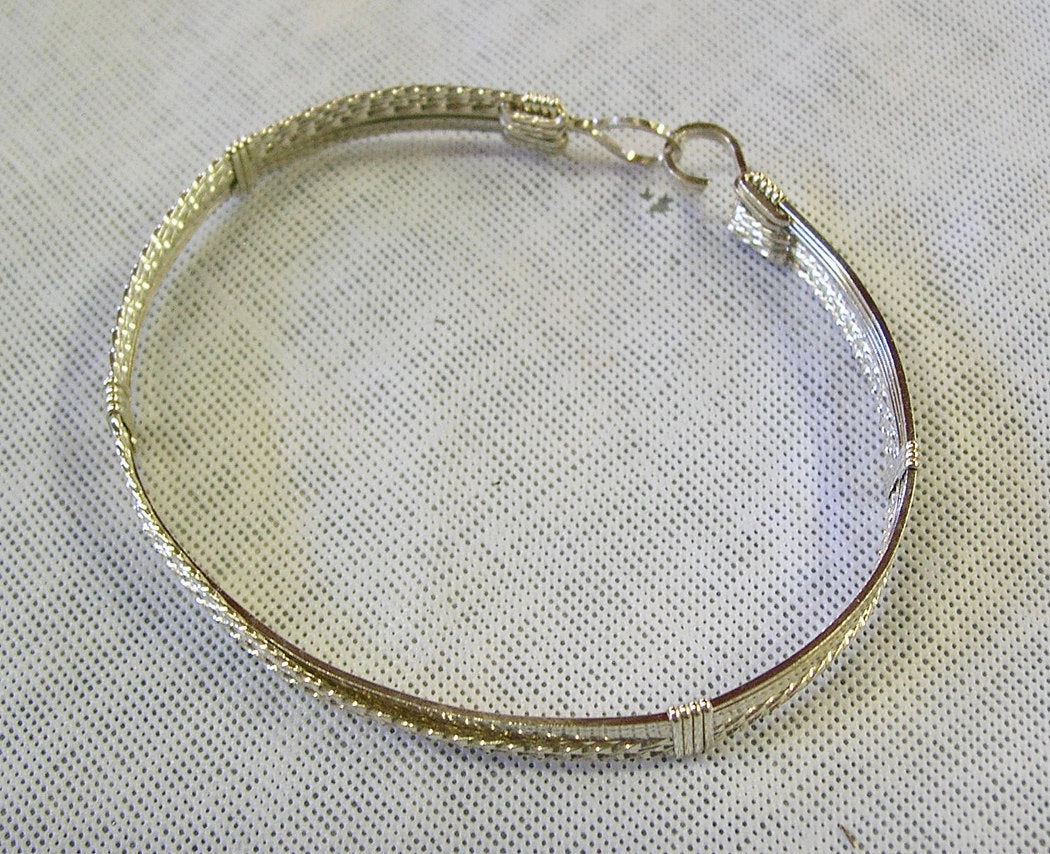 Opportune Moment Definitive Pick Crossover Sterling Silver Wire Wrapped Bracelet  SSSSTTTT