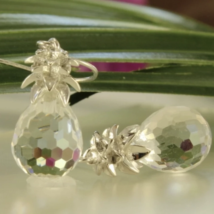 Crystal Pineapple Earrings Circular Trinket