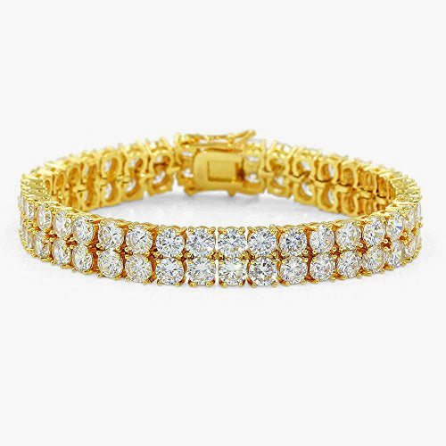 Heroic Symbol Retro But New Cubic Zirconia Iced Out Tennis Bling Lab Bracelet