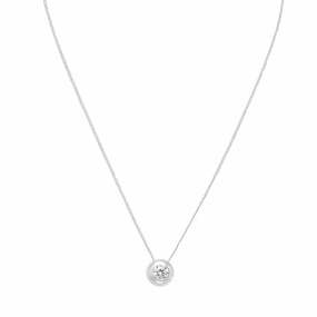 Fashion Statement Radiant Shine Cubic Zirconia Solitaire Necklace with Chain Included Bezel Set Sterling Silver