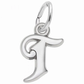 Curly Initial T Accent Charm Elegant Creations
