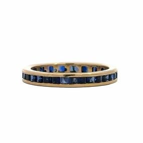 Vibrant Form Stylish Touch Kirkland Jewelry Estate | 14K Yellow Gold Channel Set Sapphire Band