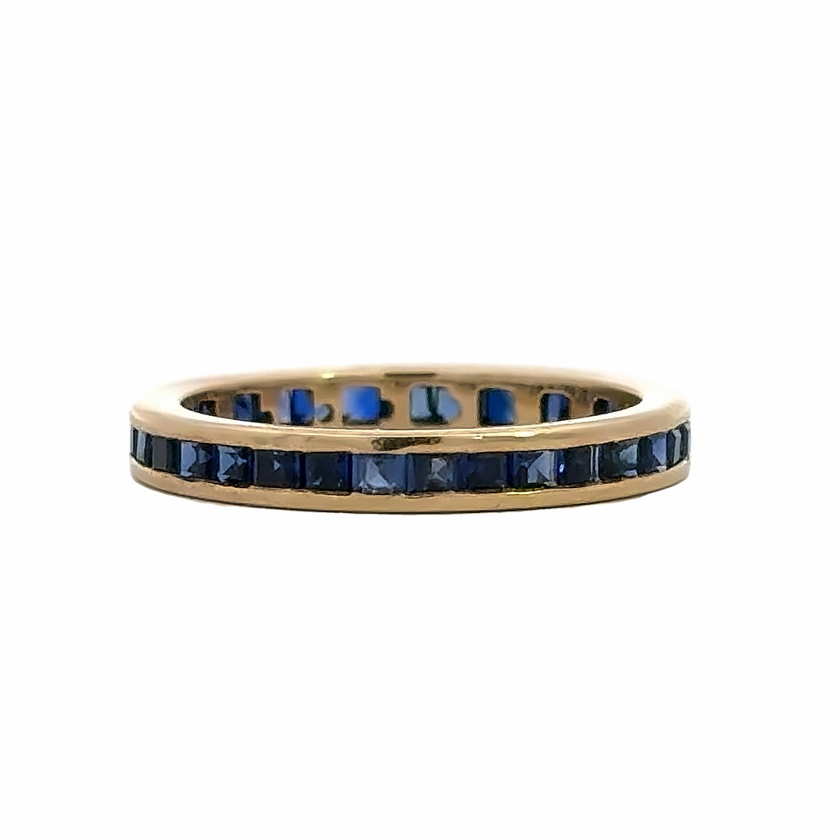 Vibrant Form Stylish Touch Kirkland Jewelry Estate | 14K Yellow Gold Channel Set Sapphire Band