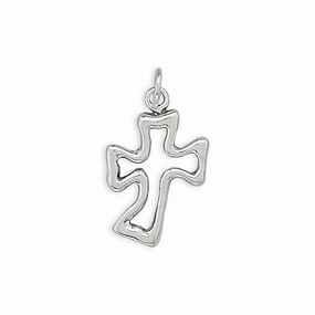 Curved Cross Charm Sterling Silver - Made in the USA Luxury Choice
