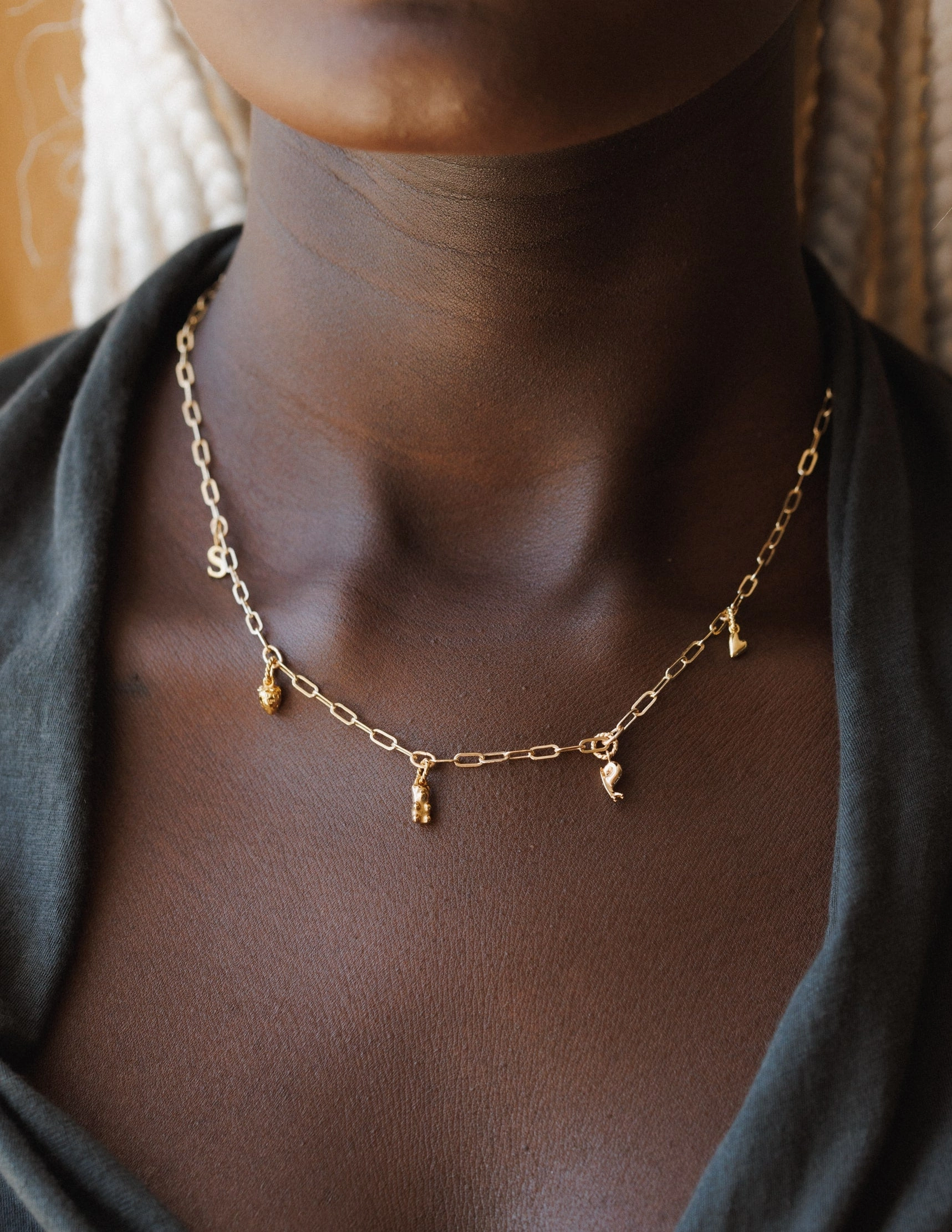 Custom Charm Necklace Precious Stones