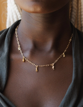 Custom Charm Necklace Precious Stones