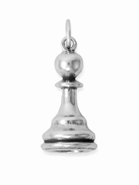 high contrast Chess Piece Pawn Charm 3D Sterling Silver