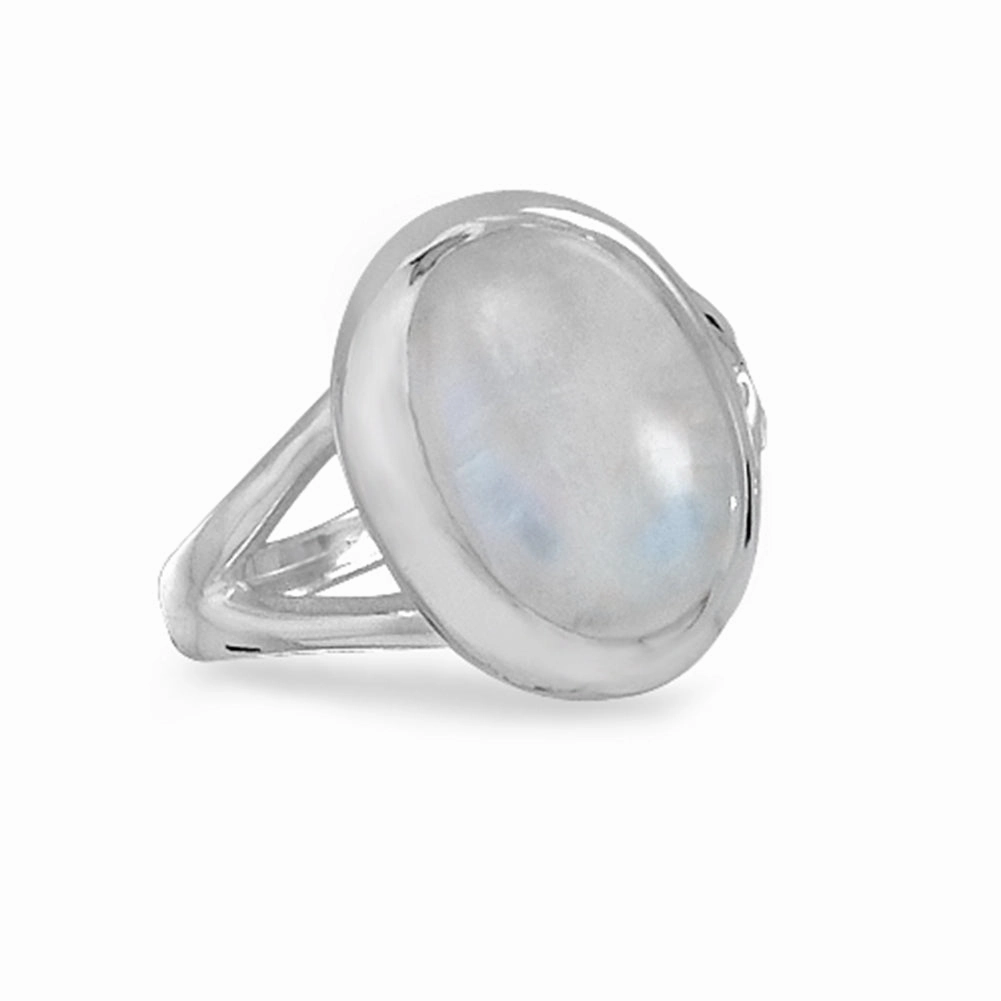 Rainbow Moonstone Oval Polished Sterling Silver Ring Sweetheart Gift Strong Symbol