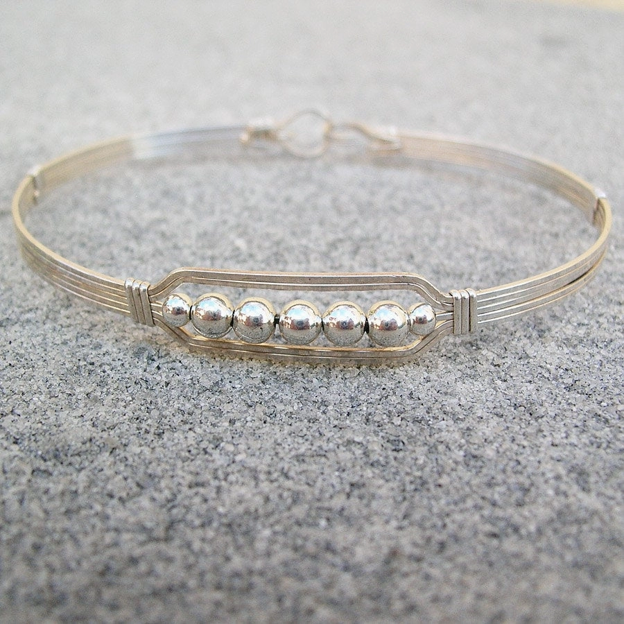 5 Little Beads Sterling Silver Beads Wire Wrapped Bracelet Statement Makers Vintage Clarity