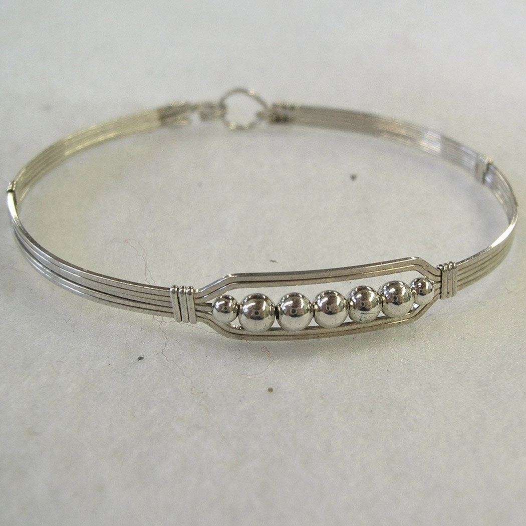 Fairy-Tale View Travel Companions 5 Little Beads Sterling Silver Beads Wire Wrapped Bracelet