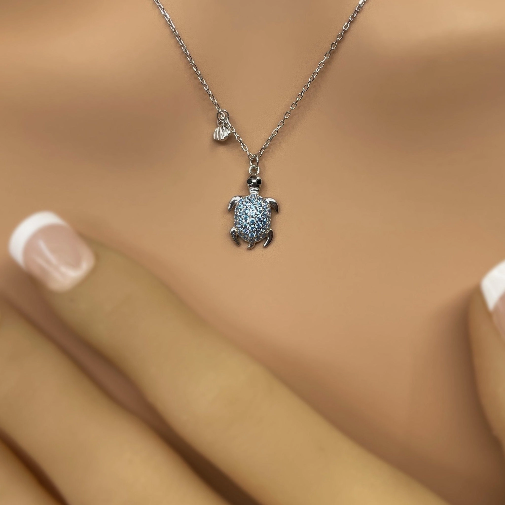 Modern Finish Glossy Trinket CZ Honu Pendant or Earrings