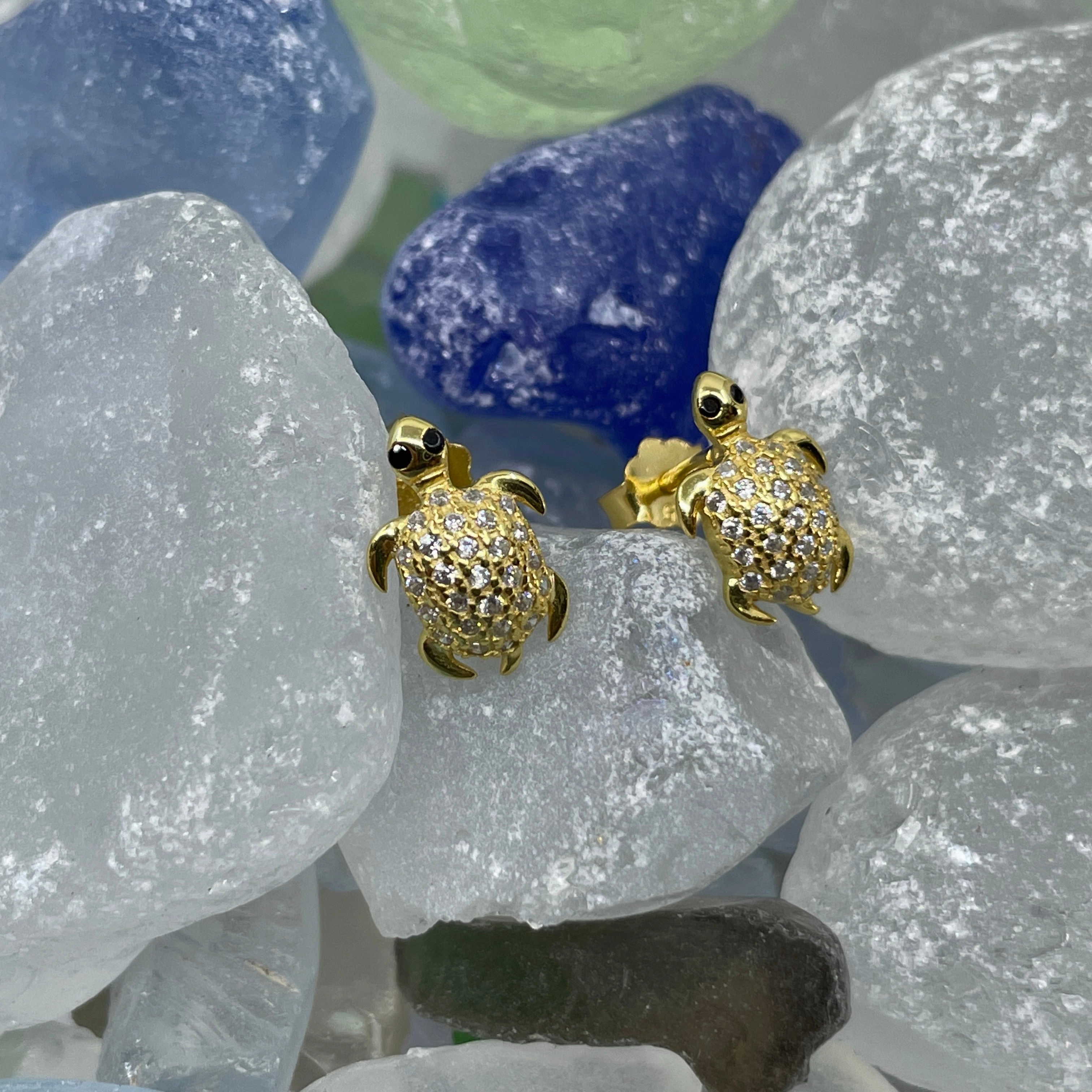 Luxurious Accent CZ Honu Pendant or Earrings