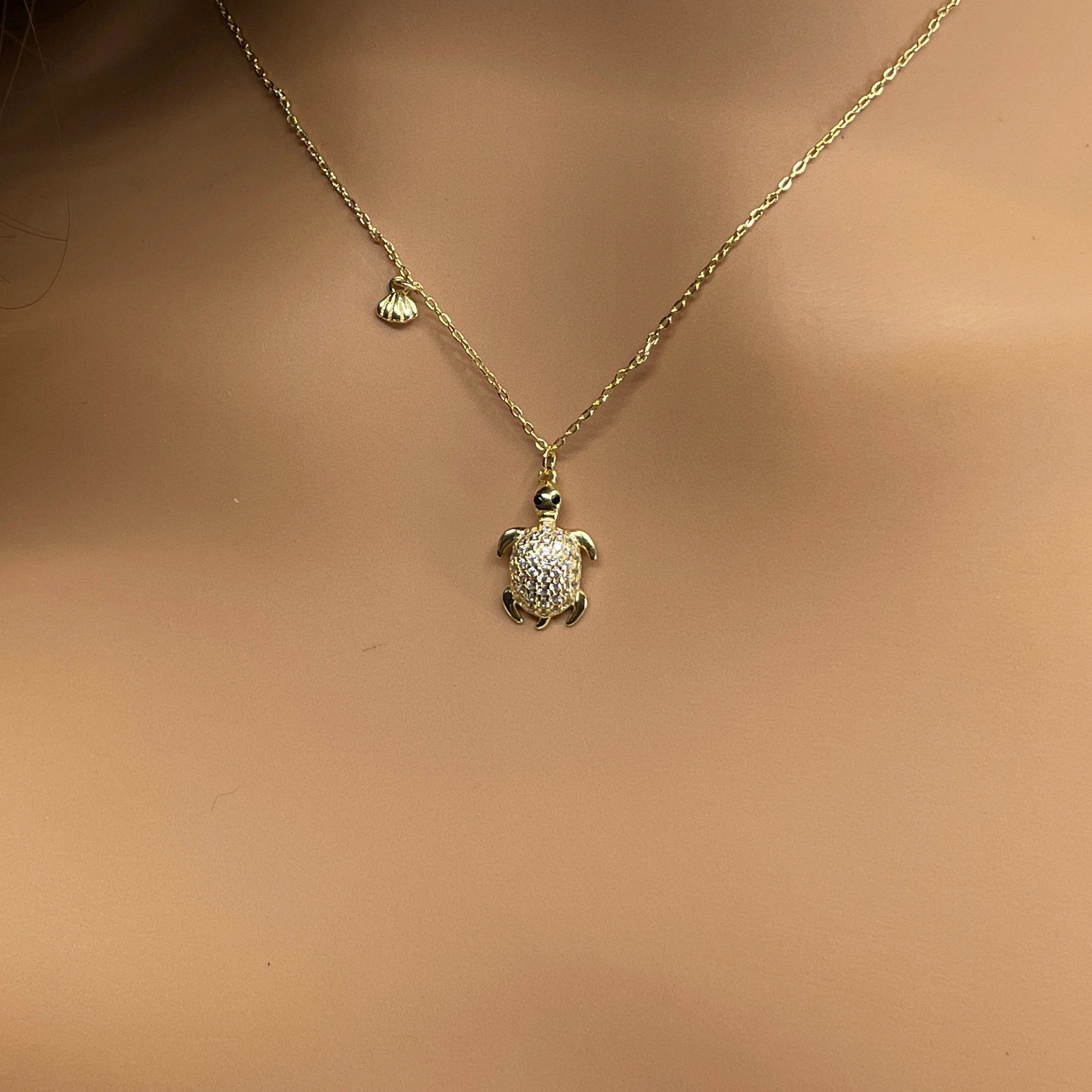 CZ Honu Pendant or Earrings Triangular Accent