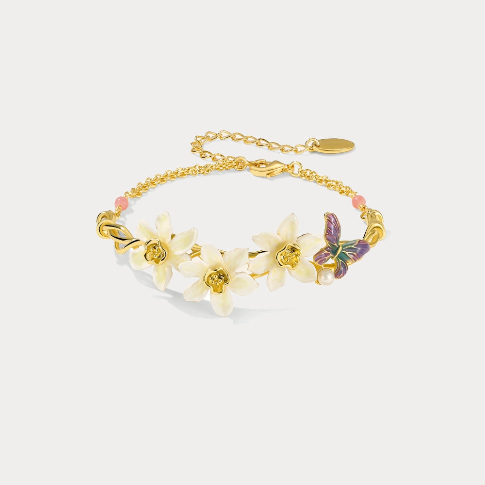 Self-Love Gift Daffodils & Butterfly Bracelet