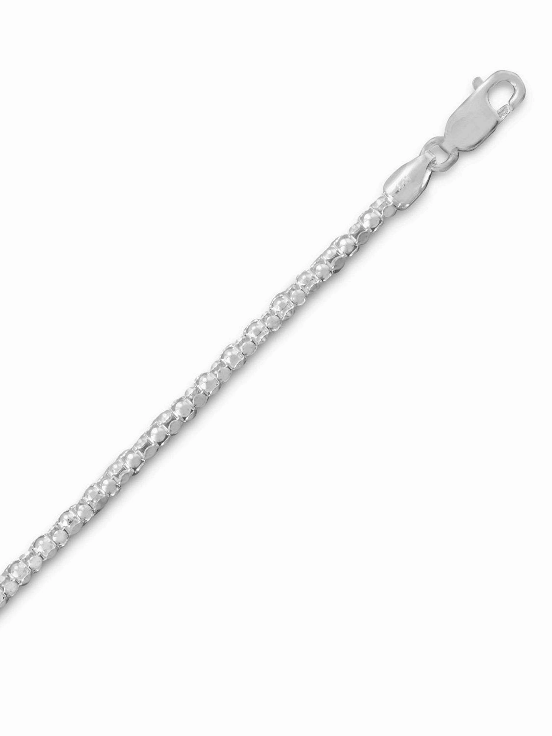 Light Popcorn Chain 2.2mm Necklace Sterling Silver, 30-inch Fashion Form