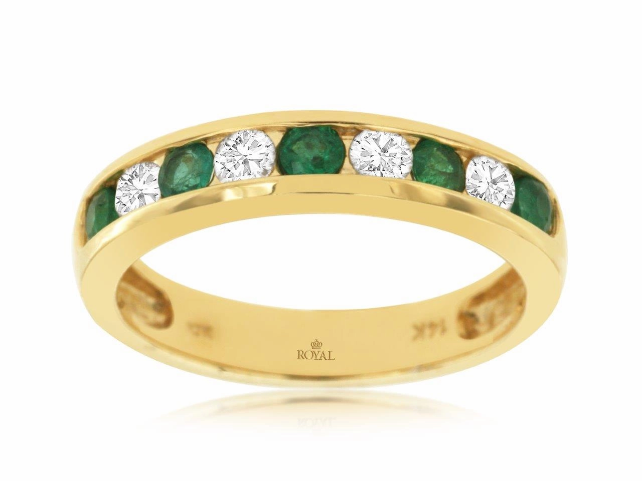 Linear Embellishment Emerald & Diamond Channel-Set Band