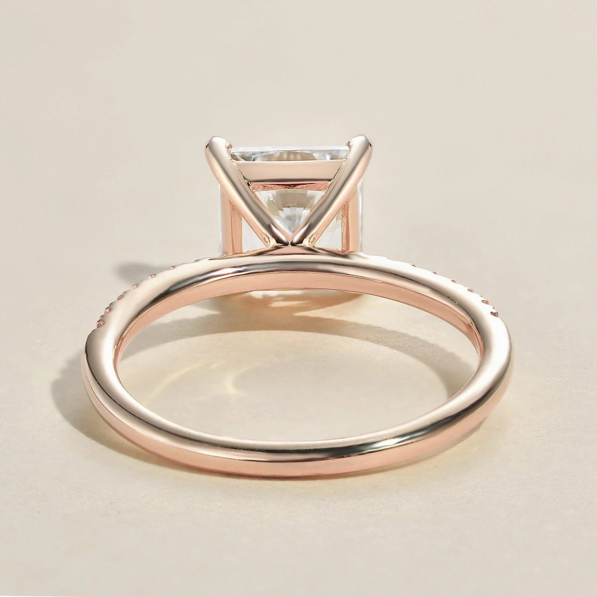 Easy Style 1.0ct Princess Cut Moissanite Pave Solitaire Ring