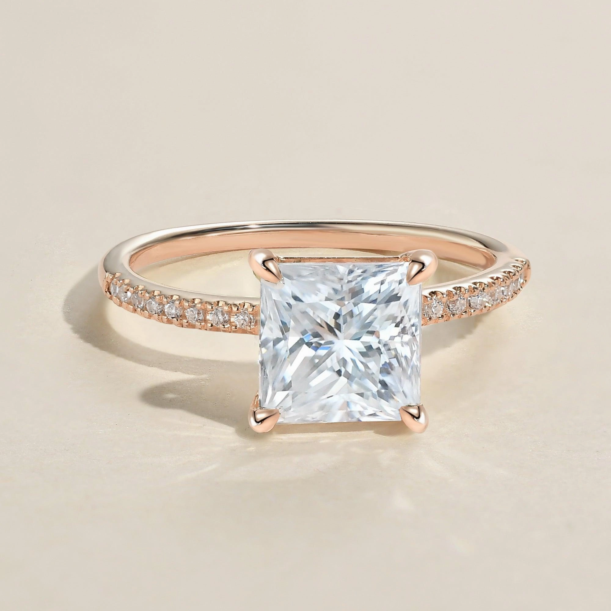 Artistic Edge 1.0ct Princess Cut Moissanite Pave Solitaire Ring