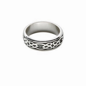 High-End Object Celtic Knot Band Ring Sterling Silver Antiqued - Size 10