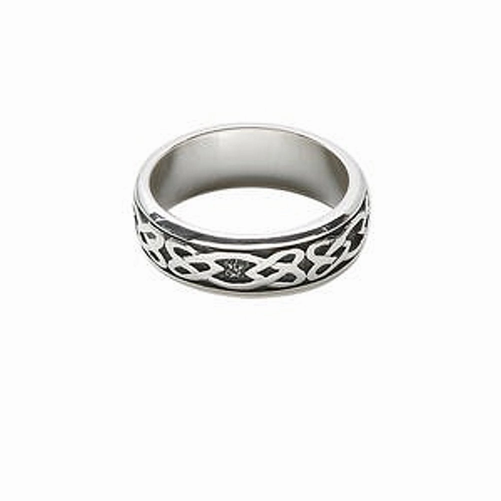 High-End Object Celtic Knot Band Ring Sterling Silver Antiqued - Size 10