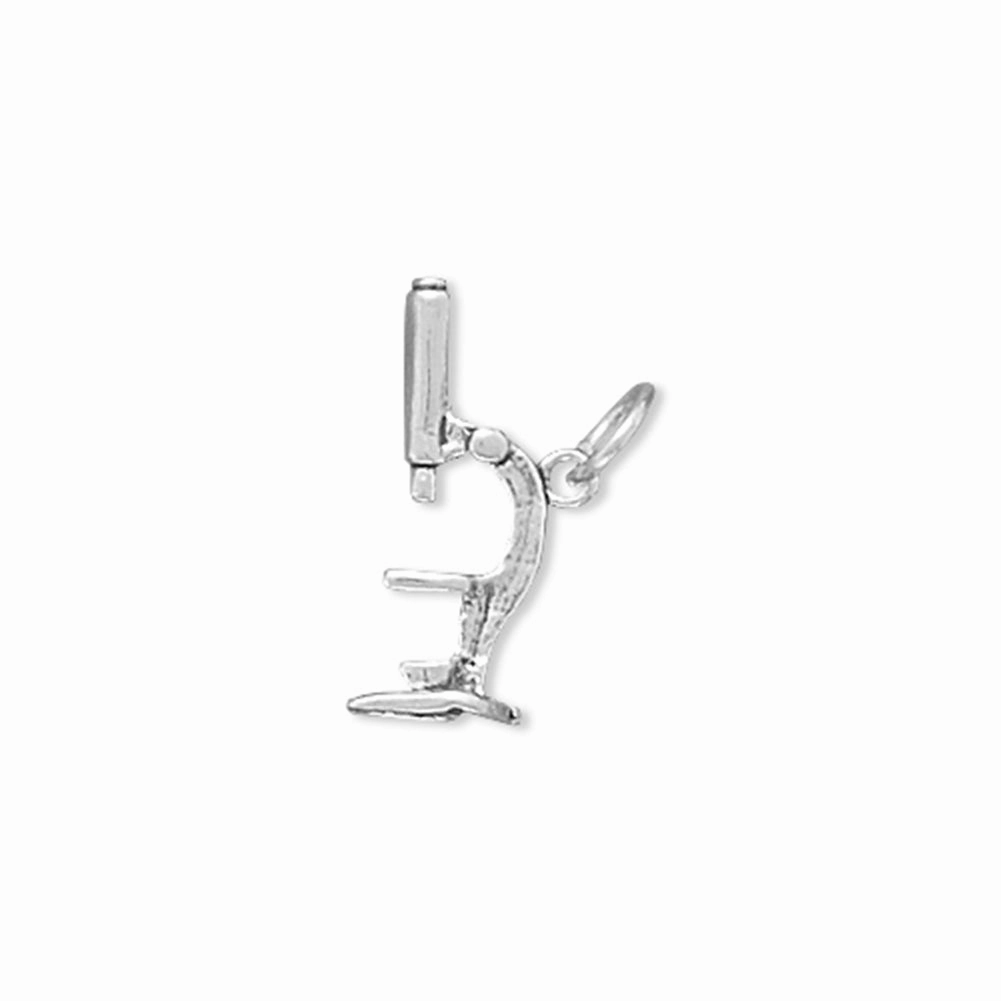 Microscope Charm 3-D Sterling Silver - Made in the USA Quiet Glow