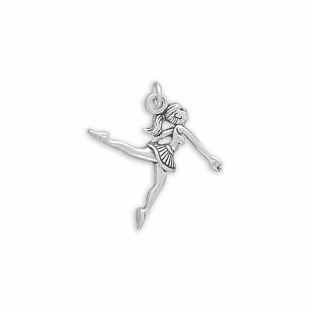 Petite Accent Dancer Ballerina with Ponytail Dancing Charm Sterling Silver, Made in the USA