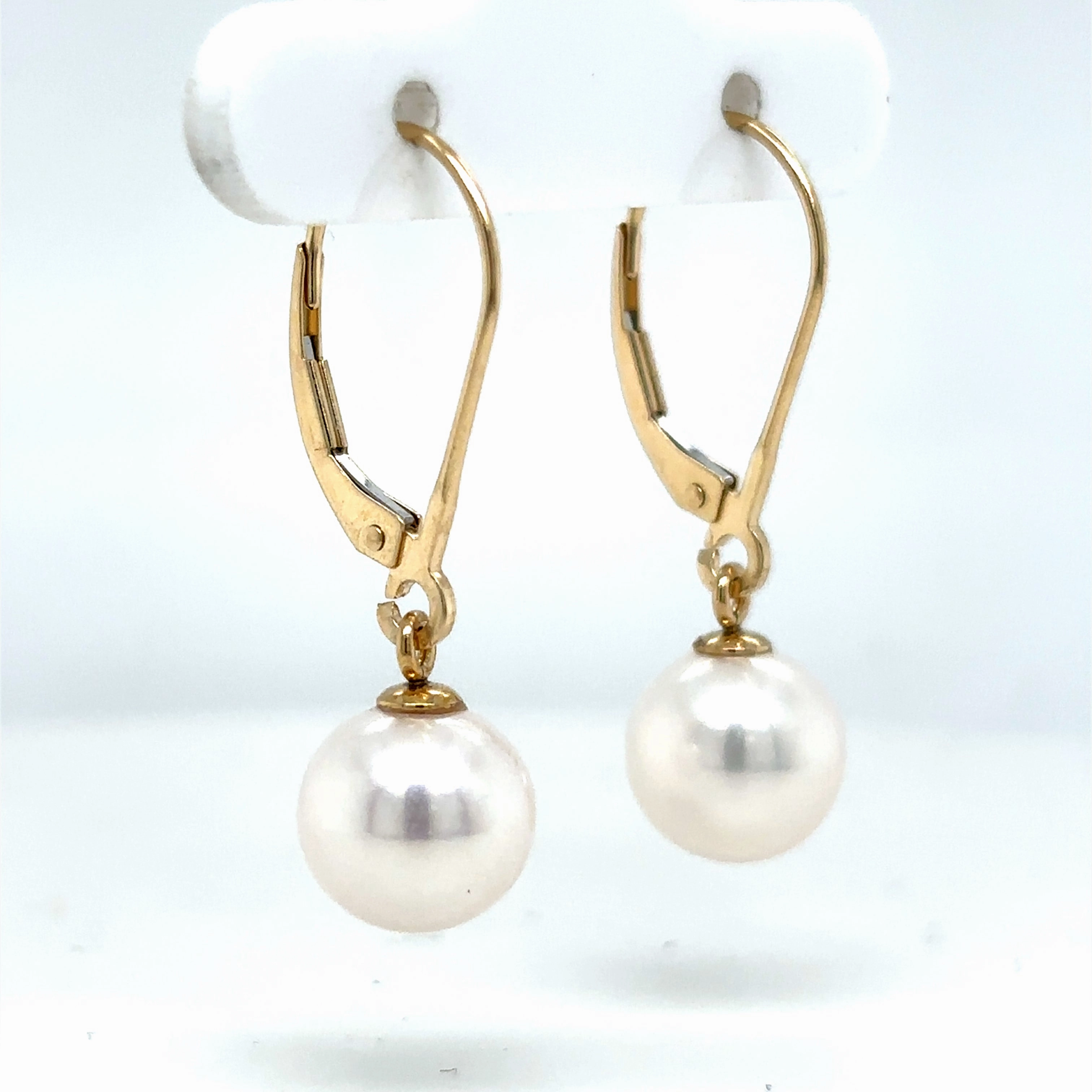 Gorgeous appearance Dangle Freshwater Cultured Pearl Earrings in 14K Yellow Gold