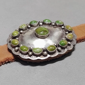 Daniel Martinez Navajo Green Turquoise Sterling Silver Concho Belt - Handmade Native American Artistic Flair