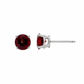 Classic Birthstone Stud Earrings with Garnet Gemstone Street Accent