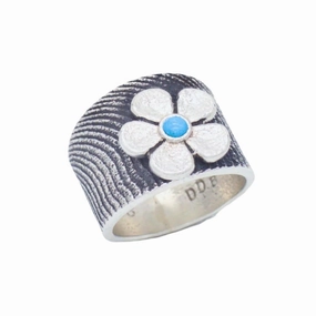Crisp Accent Trendy Accessories Darryl Dean Begay Navajo Handmade Sterling Silver Turquoise Ring (Flower)