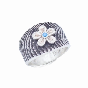 Darryl Dean Begay Navajo Handmade Sterling Silver Turquoise Ring (Small Flower) Sophisticated Edge